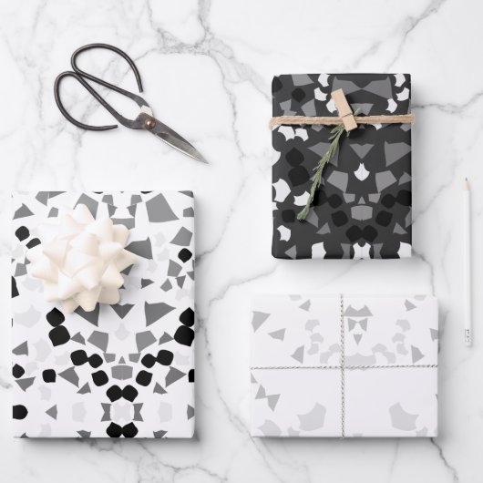 papier d'emballage en terrazzo noir et blanc (Recto)