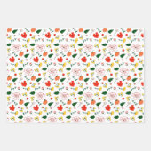 Papier d'emballage fleur sauvage rouge motif vert (Devant 3)