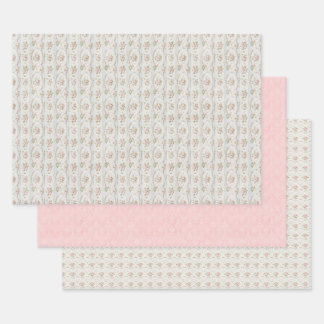 Papier d'emballage fleuri rose vintage Coquette