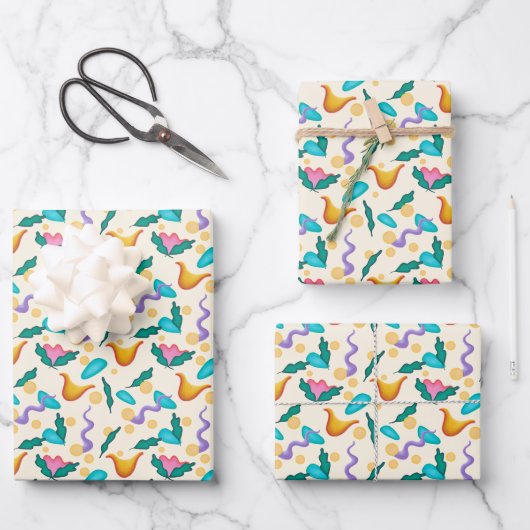 Papier d'emballage floral abstrait (Recto)