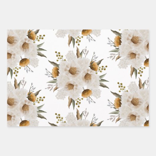 Papier d'emballage floral automnal en feuilles pla (Devant)