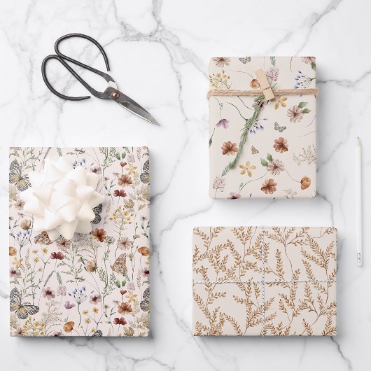 Papier d'emballage floral Boho