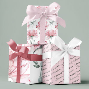 Papier d'emballage floral Félicitations