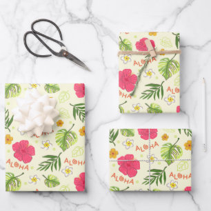 Papier d'emballage floral hawaïen, emballage cadea