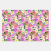 Papier d'emballage floral rose d'aquarelle rose ch (Devant 2)