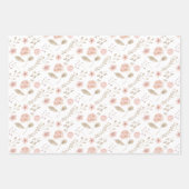 Papier d'emballage floral rose plat en set de 3 (Devant)
