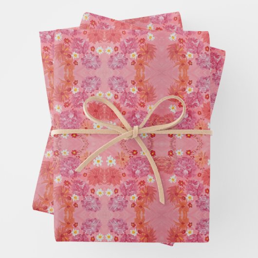 Papier d'emballage floral Sunset Rose (En situation)