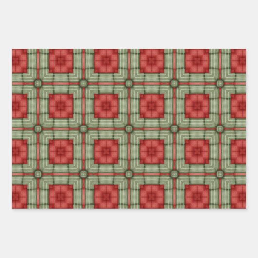 papier d'emballage graphique vert et rouge (Devant)