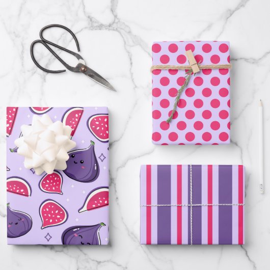 Papier d'emballage Happy Figs Set de 3 (Recto)