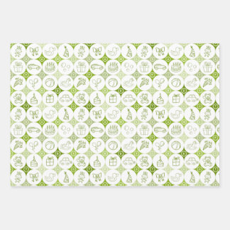 papier d'emballage jeu de 3 feuilles avec dessins