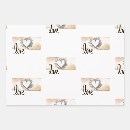 Papier d'emballage mariage pour cadeaux et douche (Devant)