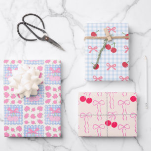 Papier d'emballage mignon Cerise pastel Coquette