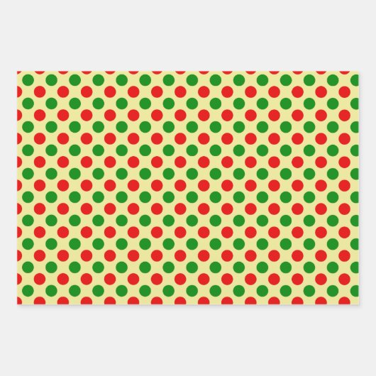 Papier d'emballage Motif Polka Rouge Vert Or (Devant 2)