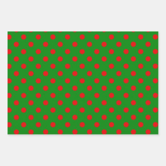 Papier d'emballage Motif Polka Rouge Vert Or (Devant)