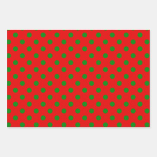 Papier d'emballage Motif Polka Rouge Vert Or (Devant 3)