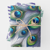 Papier d'emballage Paon Vert et Violet (En situation)