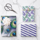 Papier d'emballage Paon Vert et Violet<br><div class="desc">Ajoutez une touche exquise à vos cadeaux avec les superbes feuilles de papier d'emballage paon de Do Tell A Belle. Conçues à l'origine pour compléter notre thème de mariage, ces feuilles polyvalentes sont parfaites pour les anniversaires, les enterrements de vie de jeune fille ou toute occasion spéciale. Ornées d'un art...</div>