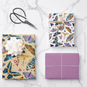Papier d'emballage Papillon, Emballage Cadeau Inse