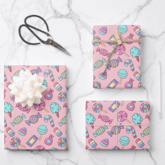 Papier d'emballage pour bonbons, papier cadeau pou (Recto)