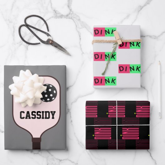 Papier d'emballage pour boules de pickleball rose  (Recto)