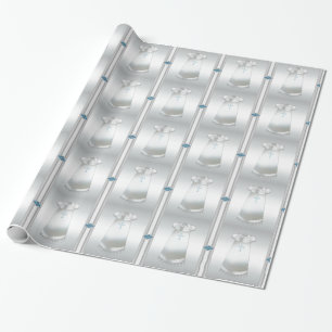 Papier d'emballage pour cadeau de baptême de garço