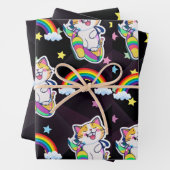Papier d'emballage pour chat mignon Arc en ciel et (En situation)