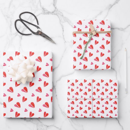 PAPIER D'EMBALLAGE POUR DRAP PLAT MINI COEURS (Recto)