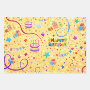 Papier d'emballage pour fête d'anniversaire scinti