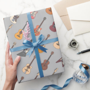 Papier d'emballage pour guitare, papier cadeau mus