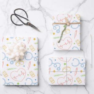 Papier d'emballage pour médecin, papier cadeau pou