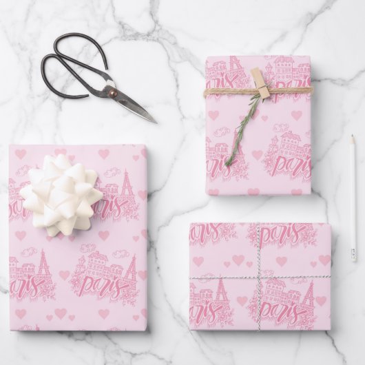 Papier d'emballage rose de Paris (Recto)