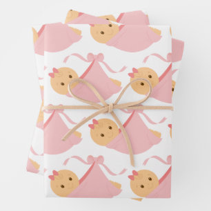 Papier d'emballage rose pour bébé Baby Shower