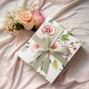 Papier d'emballage Rose rose aquarelle Lot de 3 fe