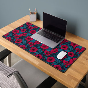 Papier d'emballage rouge aux fleurs d'hibiscus