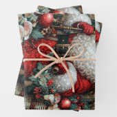Papier d'emballage Santa Floral Rustique Vibrant V (En situation)