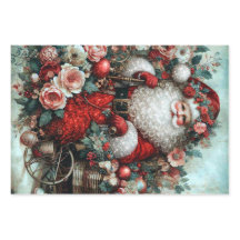 Papier d'emballage Santa Floral Rustique Vibrant V