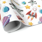 Papier d'emballage spatial, papier cadeau d'astron (Coin rond)
