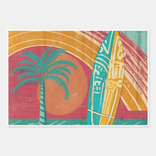 PAPIER D'EMBALLAGE SURF ET PLAGE DESIGN  (Devant)
