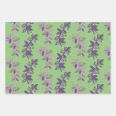 Papier d'emballage vert et violet aux fleurs color (Devant 3)