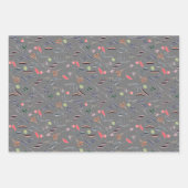 Papier d'emballage vert gris motif végétal (Devant)