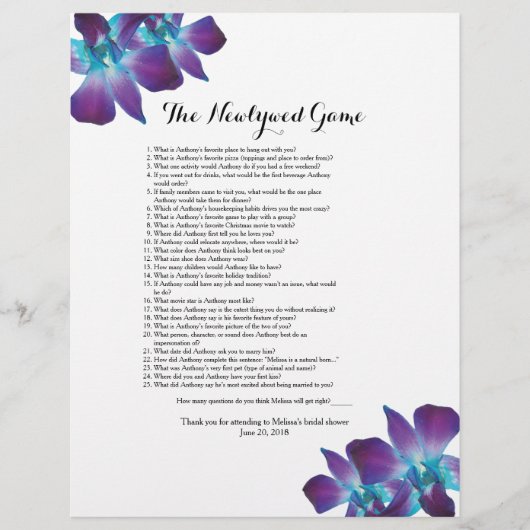 Papier Dendrobium Orchid Jeu de Fête des mariées nouvelle (Devant)