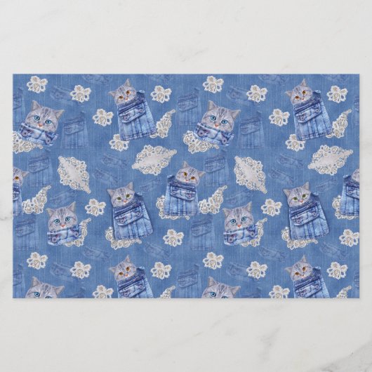 Papier Denim Jean poches, chatons et dentelle (Devant)