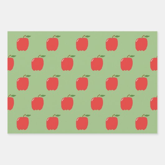 Papier d'enrobage de pommes (vert et rouge de sage (Devant)