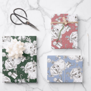 Papier d'enrobage Père Noël vintage