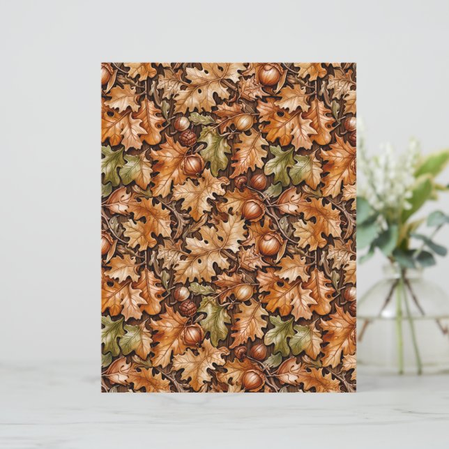 Papier dense feuillage d'automne de glands et de f (Debout devant)