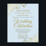 Papier Dentelle d'or & Bleu BUDGET Mariage Inviter unique<br><div class="desc">Ces invitations de mariage abordables et abordables sont le choix parfait pour la classe, le style et la beauté sur un budget. Le design est composé d'un arrière - plan bleu poudre pâle avec des boucles dorées ornées et des tourbillons dans les coins. La typographie comprend des lettres de script...</div>