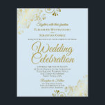 Papier Dentelle d'or & Bleu BUDGET Mariage Inviter unique<br><div class="desc">Ces invitations de mariage abordables et abordables sont le choix parfait pour la classe, le style et la beauté sur un budget. Le design est composé d'un arrière - plan bleu poudre pâle avec des boucles dorées ornées et des tourbillons dans les coins. La typographie comprend des lettres de script...</div>