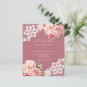 Papier Dentelle d'or rose rose faire-part de mariage flor (Debout devant)