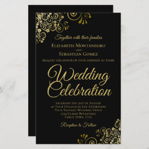 Papier Dentelle d'or sur Faire-part de mariage BUDGET noi