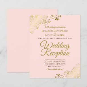 Papier Dentelle d'or sur rose mariage Invitation de récep